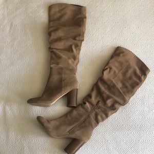 Knee high taupe slouch boots